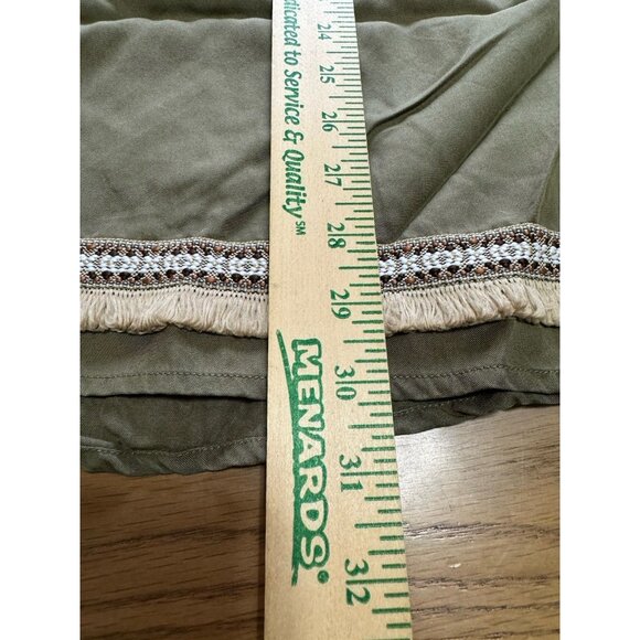 ILLA ILLA Green Size Large Fringe Embroidered Tencel Dress‎ Boho Hippie Peasant - Picture 4 of 11